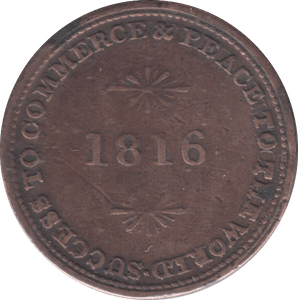 1816 HALFPENNY TOKEN CANADA - HALFPENNY TOKEN - Cambridgeshire Coins