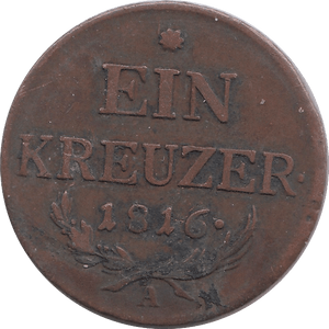 1816 ONE KREUZER AUSTRIA - SILVER WORLD COINS - Cambridgeshire Coins