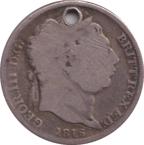 1816 SIXPENCE ( NF ) HOLED - SIXPENCE - Cambridgeshire Coins