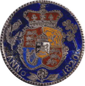 1820 ENAMELLED HALFCROWN ( FINE ) EX - MOUNT - HALFCROWN - Cambridgeshire Coins
