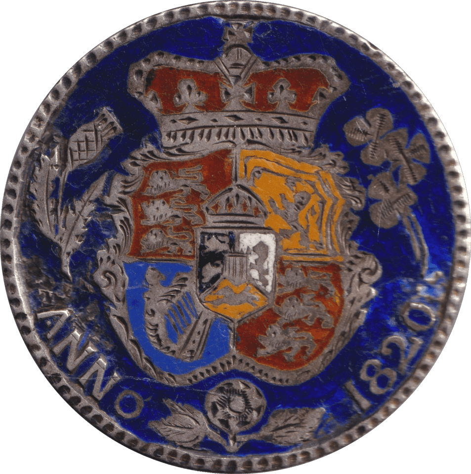 1820 ENAMELLED HALFCROWN ( FINE ) EX - MOUNT - HALFCROWN - Cambridgeshire Coins
