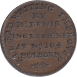 1820 FARTHING TOKEN LEWIS WRITING GLASSES HOLBORN - FARTHING TOKEN - Cambridgeshire Coins