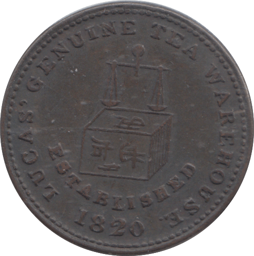 1820 LUCAS STONE FARTHING TEA TOKEN - OTHER TOKENS - Cambridgeshire Coins