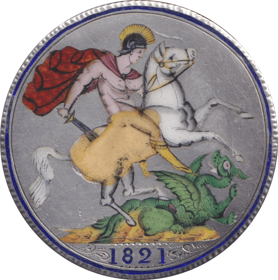 1821 ENAMELLED CROWN ( GF ) - ENAMELLED COINS - Cambridgeshire Coins