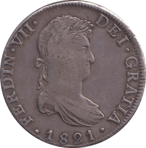 1821 SILVER 8 REALES MEXICO SPANISH COLONY - SILVER WORLD COINS - Cambridgeshire Coins