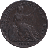 1822 FARTHING ( GVF ) - FARTHING - Cambridgeshire Coins