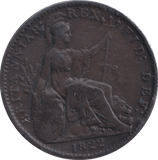 1822 FARTHING ( GVF ) - FARTHING - Cambridgeshire Coins