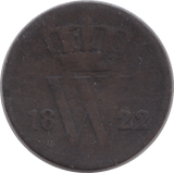 1822 ONE CENT NETHERLANDS - WORLD COINS - Cambridgeshire Coins