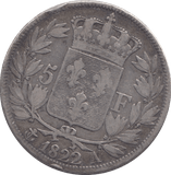 1822 SILVER FRANCE 5 FRANCS - SILVER WORLD COINS - Cambridgeshire Coins
