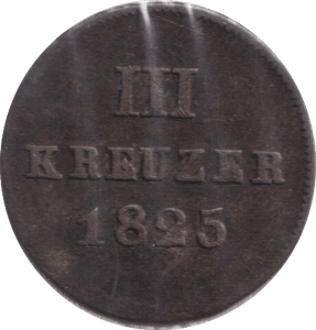 1825 3 KREUZER GERMANY - WORLD COINS - Cambridgeshire Coins