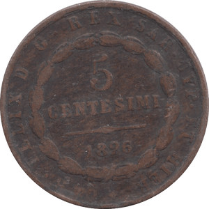 1826 SARDINIA 10 CENTESIMI - WORLD COINS - Cambridgeshire Coins