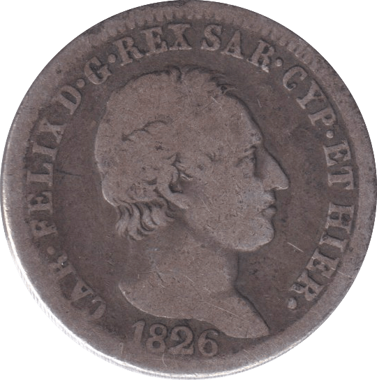 1826 SILVER LIRA SARDINIA - SILVER WORLD COINS - Cambridgeshire Coins