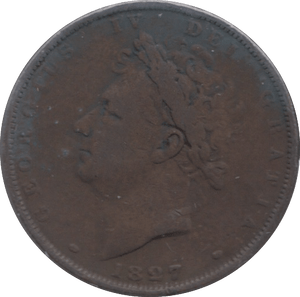 1827 FARTHING ( FINE ) - Farthing - Cambridgeshire Coins