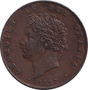1827 HALF PENNY ( GVF ) - HALFPENNY - Cambridgeshire Coins