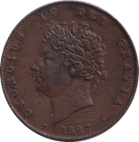 1827 HALF PENNY ( GVF ) - HALFPENNY - Cambridgeshire Coins