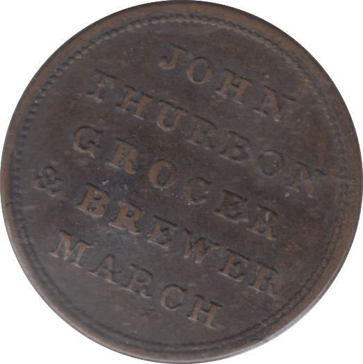 1827 MARSH FARTHING TOKEN - FARTHING TOKEN - Cambridgeshire Coins