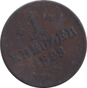 1828 ONE KREUZER GERMANY - WORLD COINS - Cambridgeshire Coins