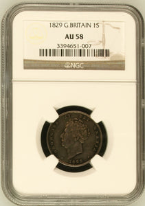 1829 ONE SHILLING (NGC) AU 58 - NGC OTHER COINS - Cambridgeshire Coins