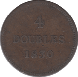 1830 4 DOUBLES GUERNSEY - WORLD COINS - Cambridgeshire Coins