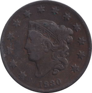 1830 ONE CENT USA - WORLD COINS - Cambridgeshire Coins