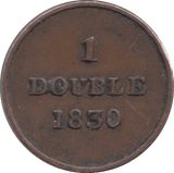 1830 ONE DOUBLE GUERNSEY - WORLD COINS - Cambridgeshire Coins