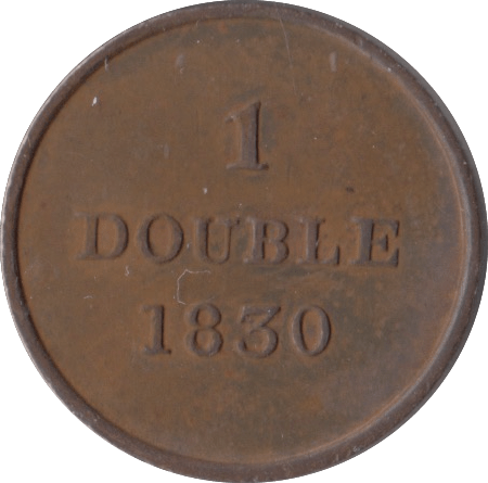 1830 ONE DOUBLE GUERNSEY - WORLD COINS - Cambridgeshire Coins