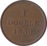 1830 ONE DOUBLE GUERNSEY - WORLD COINS - Cambridgeshire Coins