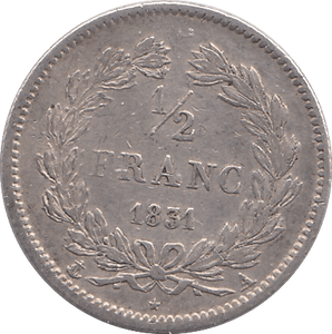 1831 SILVER HALF FRANC FRANCE - SILVER WORLD COINS - Cambridgeshire Coins