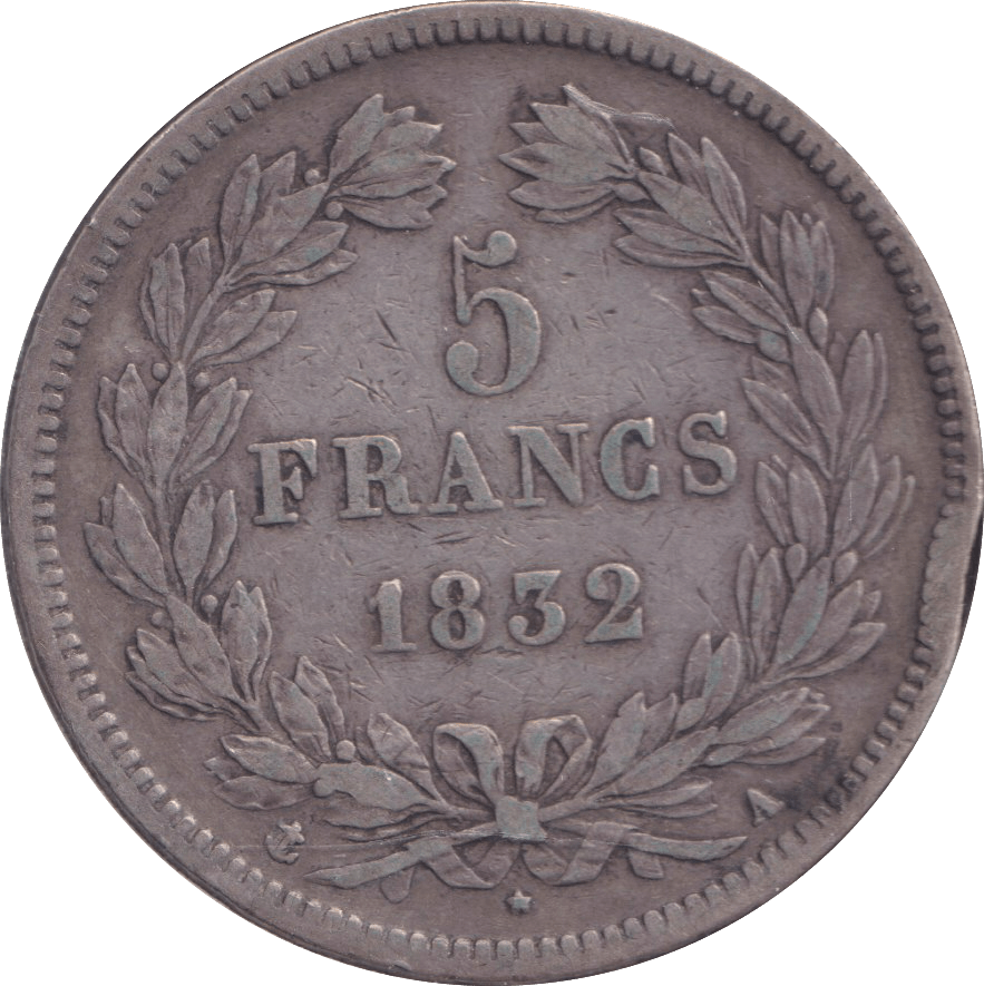 1832 SILVER 5 FRANC FRANCE - SILVER WORLD COINS - Cambridgeshire Coins