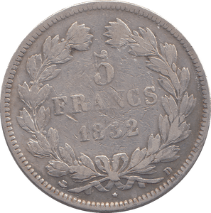 1832 SILVER 5 FRANCS - WORLD COINS - Cambridgeshire Coins