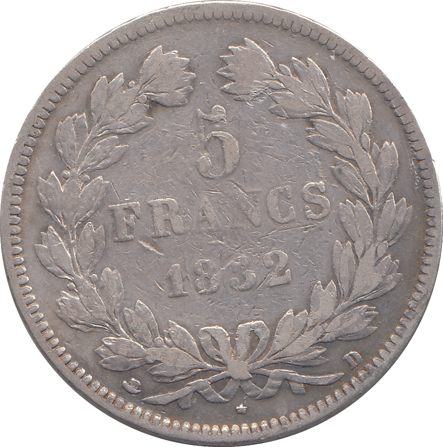 1832 SILVER 5 FRANCS - WORLD COINS - Cambridgeshire Coins