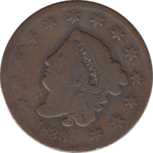 1833 ONE CENT USA - WORLD COINS - Cambridgeshire Coins