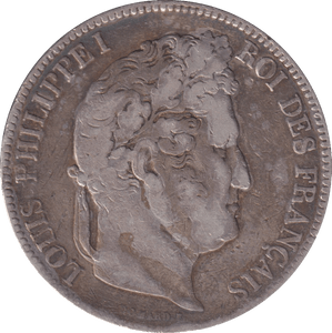 1833 SILVER 5 FRANC FRANCE - SILVER WORLD COINS - Cambridgeshire Coins