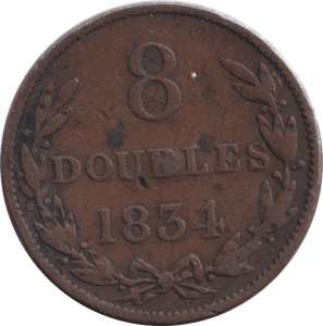 1834 8 DOUBLES GUERNSEY - WORLD COINS - Cambridgeshire Coins