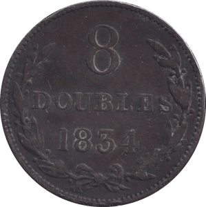 1834 8 DOUBLES GUERNSEY - WORLD COINS - Cambridgeshire Coins