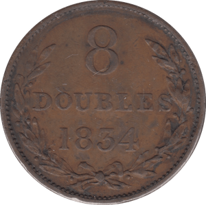1834 EIGHT DOUBLES GUERNSEY - WORLD COINS - Cambridgeshire Coins