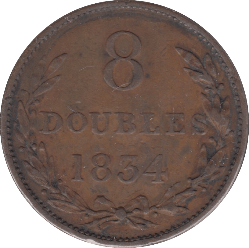 1834 EIGHT DOUBLES GUERNSEY - WORLD COINS - Cambridgeshire Coins