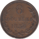 1834 EIGHT DOUBLES GUERNSEY - WORLD COINS - Cambridgeshire Coins