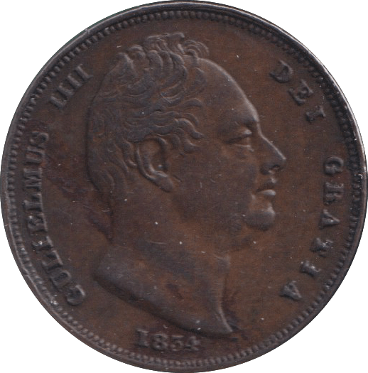 1834 FARTHING ( GVF ) - FARTHING - Cambridgeshire Coins