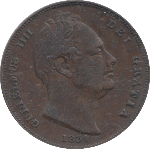 1834 FARTHING ( GVF ) - FARTHING - Cambridgeshire Coins
