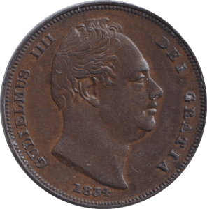 1834 FARTHING ( GVF ) - FARTHING - Cambridgeshire Coins