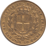 1834 GOLD 20 LIRA ITALY - Gold World Coins - Cambridgeshire Coins