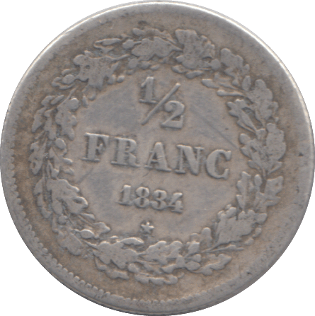 1834 HALF FRANC FRANCE - WORLD COINS - Cambridgeshire Coins