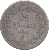1834 HALF FRANC FRANCE - WORLD COINS - Cambridgeshire Coins