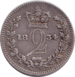 1834 MAUNDY TWOPENCE ( FINE ) - MAUNDY TWOPENCE - Cambridgeshire Coins