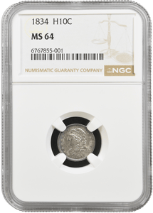 1834 SILVER CAPPED BUST HALF DIME USA H10C NGC MS 64 - NGC OTHER COINS - Cambridgeshire Coins