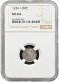 1834 SILVER CAPPED BUST HALF DIME USA H10C NGC MS 64 - NGC OTHER COINS - Cambridgeshire Coins