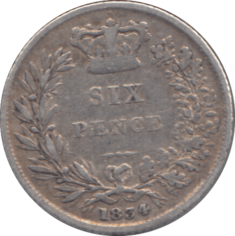 1834 SIXPENCE ( FINE ) - SIXPENCE - Cambridgeshire Coins