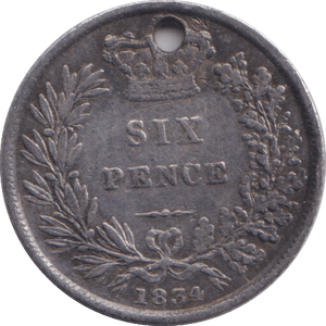 1834 SIXPENCE ( VF ) HOLED - SIXPENCE - Cambridgeshire Coins