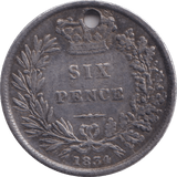 1834 SIXPENCE ( VF ) HOLED - SIXPENCE - Cambridgeshire Coins